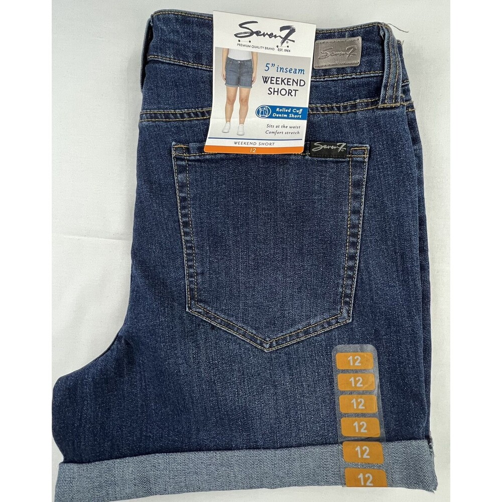 Seven 7 Womens Medium Wash 5" Weekend Short Denim Blue Jeans Shorts Size 12